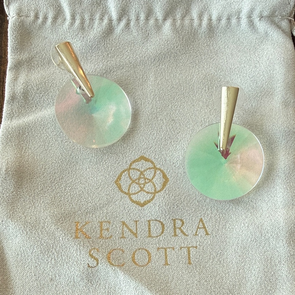 Kendra Scott Iridescent Green and Pink Earrings